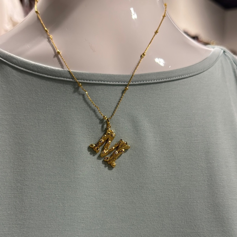 Gold Initial 'M' Necklace